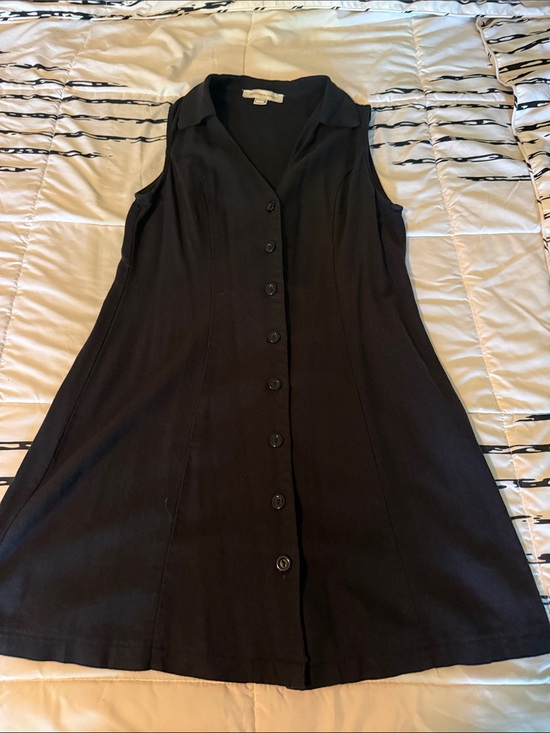 Monteau Dresses & Skirts - Monteau Los Angeles Sleeveless Black Button-Front A-Line Dress